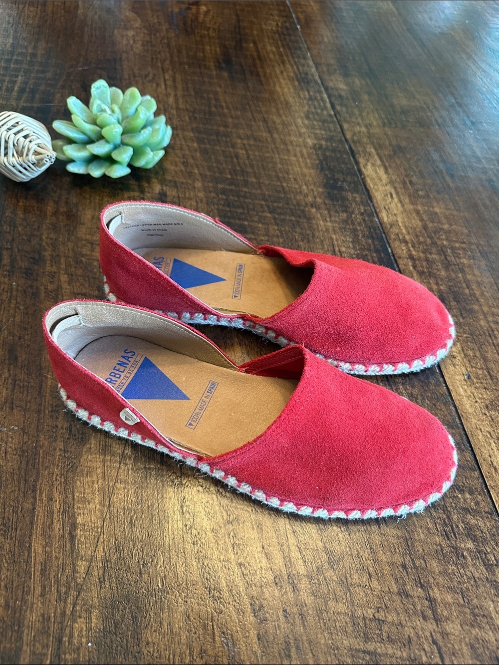 Verbenas | Carmen Red Suede Espadrille Flats - Made in Spain, Size 38 - Picture 4 of 12